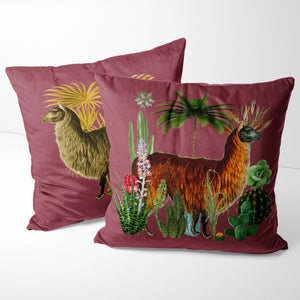 LLAMA DUSKY PINK VELVET CUSHION COVER