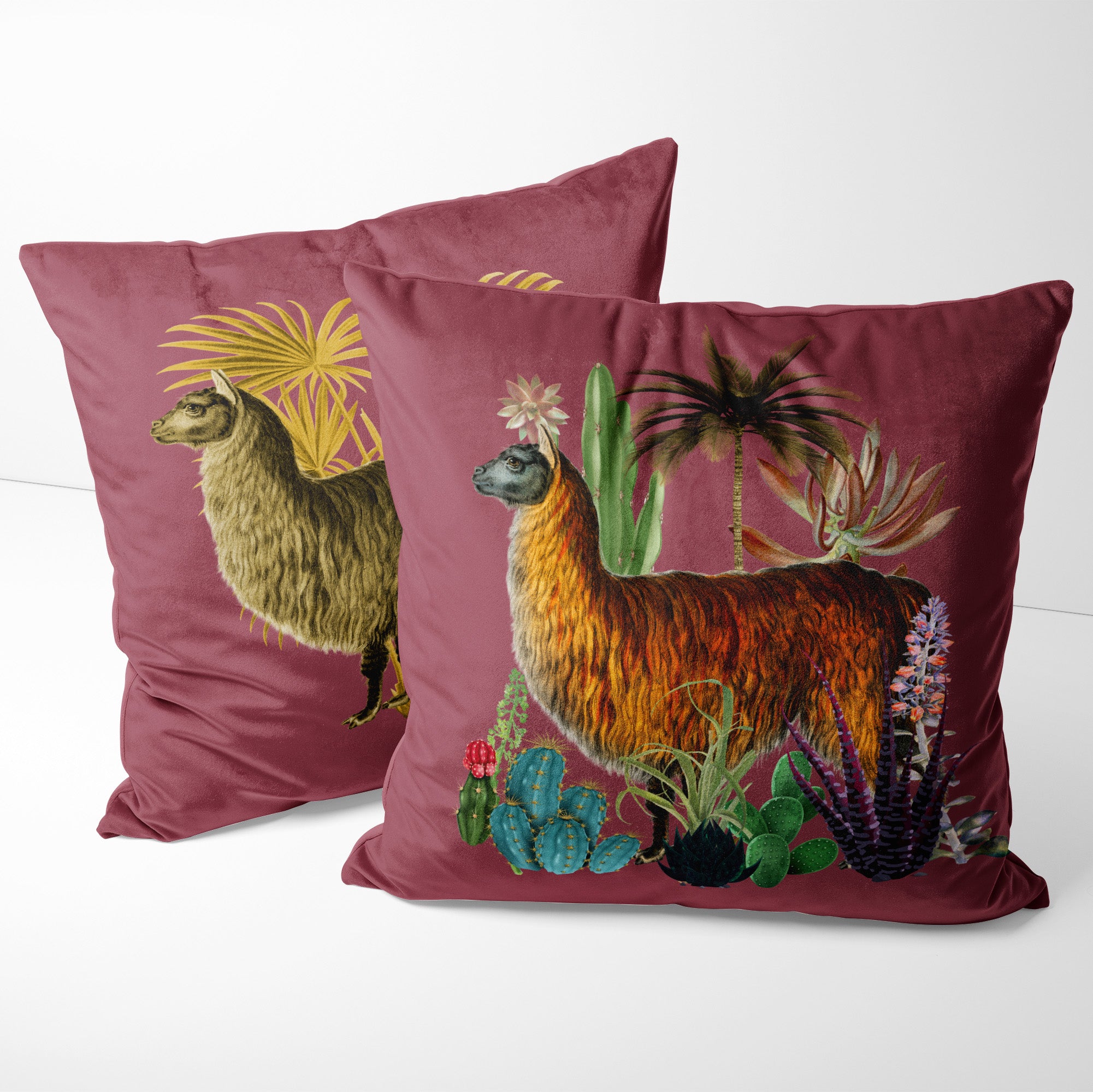 LLAMA DUSKY PINK VELVET CUSHION COVER