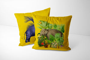 ELEPHANT YELLO GOLD VELVET CUSHION COVER