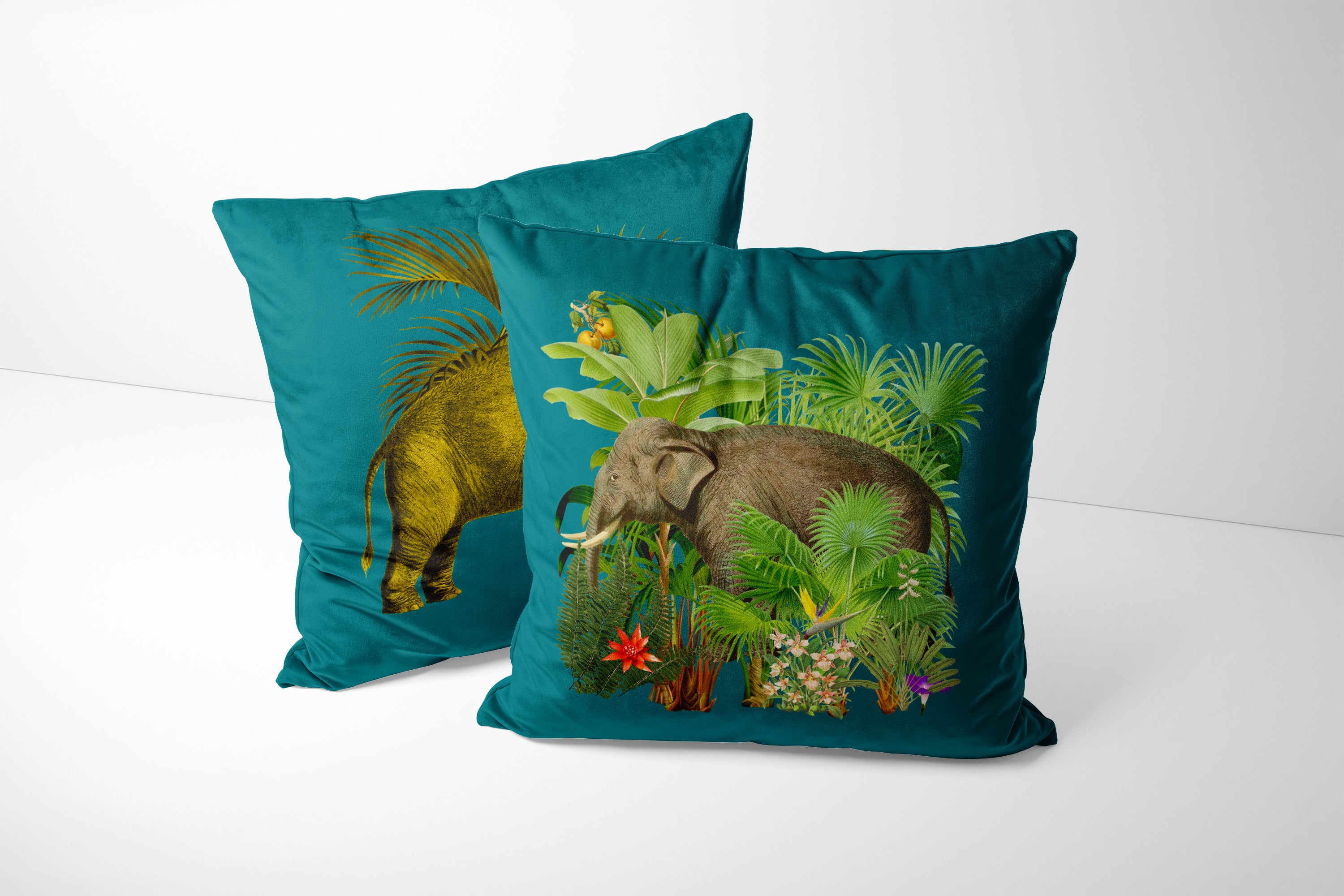 ELEPHANT LIGHT TEAL CUSHION COVER