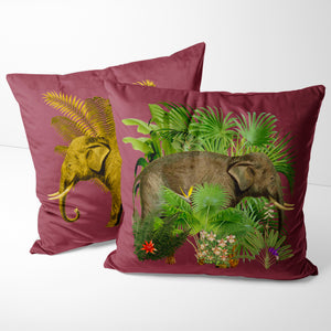 ELEPHANT DUSKY PINK VELVET CUSHION COVER