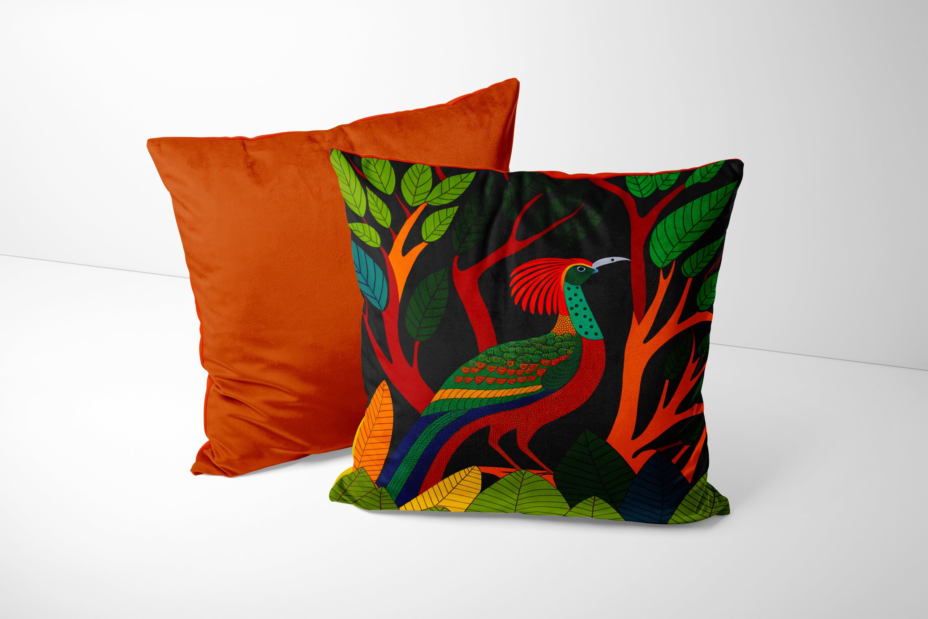 BIRD 1 GOND STYLE VELVET CUSHION COVER