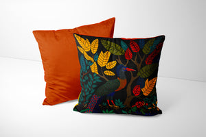 BIRD 3 GOND STYLE VELVET CUSHION COVER