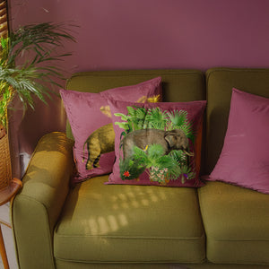 ELEPHANT DUSKY PINK VELVET CUSHION COVER