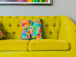 FRIDA CANVAS CUSHION COVER - MUSTARD REVERSE