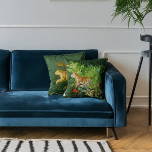 LEOPARD VELVET  GREEN CUSHION COVER