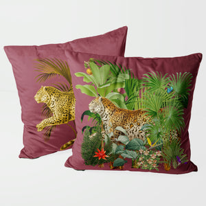 LEOPARD DUSKY PINK VELVET CUSHION COVER