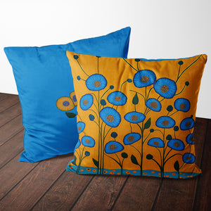 CORNFLOWER/ GOLD BLUE CUSHION COVER