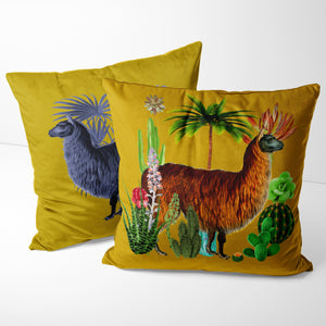 Alpaca  Velvet cushion - designs on both sides