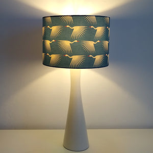 SWANS WHITE/DUSKY BLUE EAST WEST DRUM LAMPSHADE