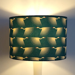 SWANS WHITE/TEAL EAST WEST DRUM LAMPSHADE