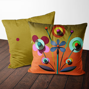 ATOMIC DAISY VELVET CUSHION 500 X 500 ATOMIC AGE FLOWERS