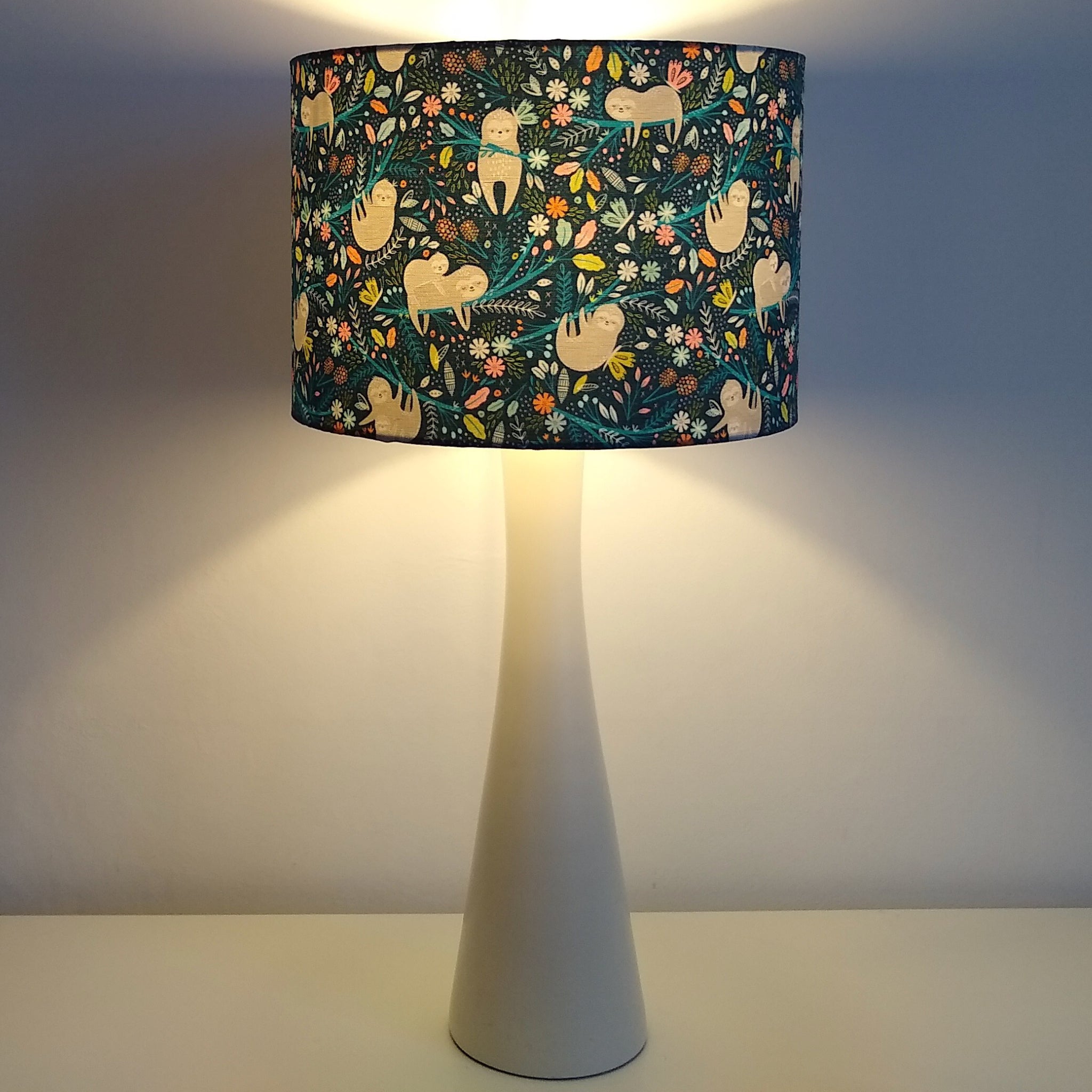 SLOTHS SLEEPY BLUE/GREY DRUM LAMPSHADE