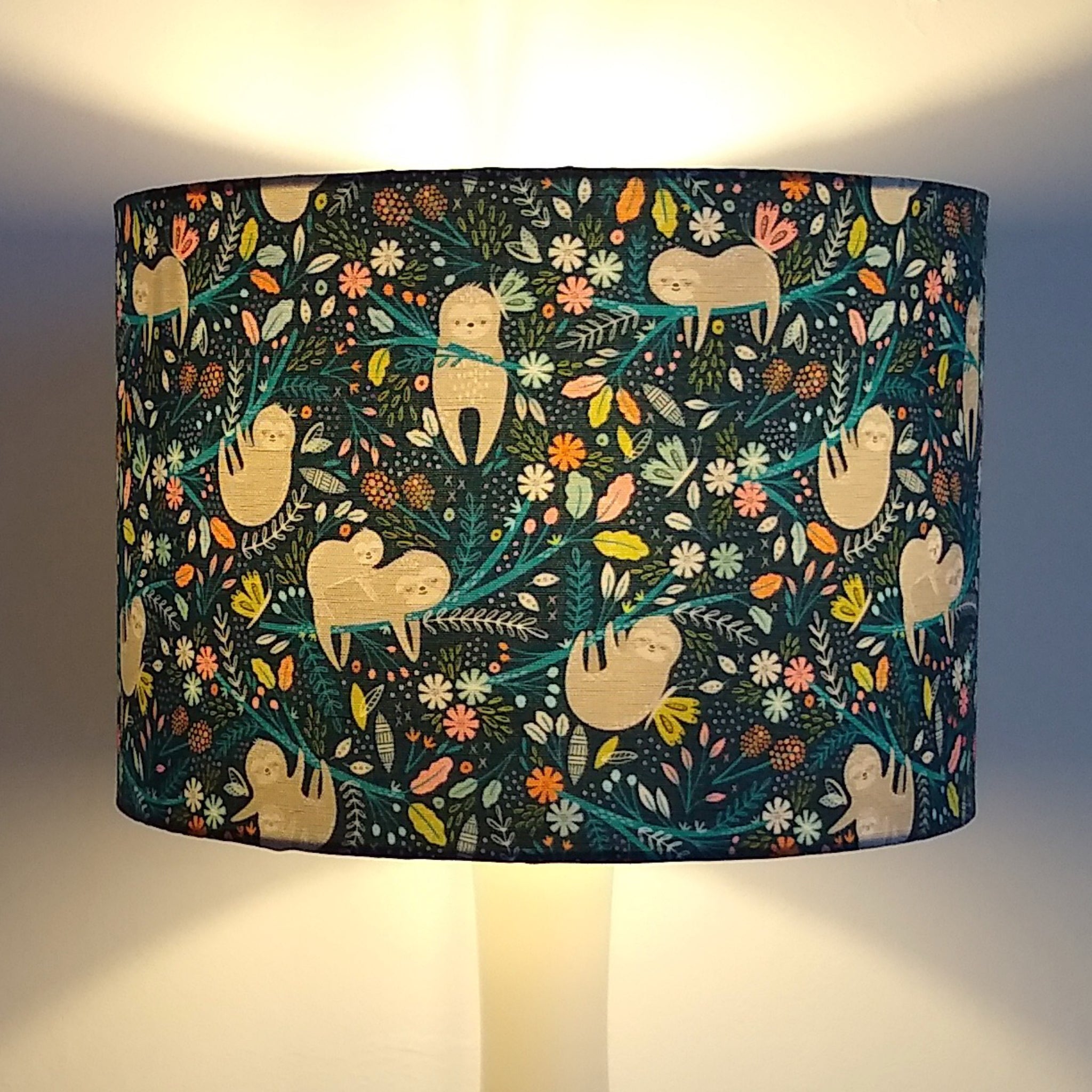 SLOTHS SLEEPY BLUE/GREY DRUM LAMPSHADE