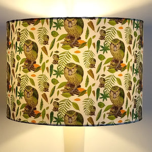 KAKAPO GREEN/WHITE DRUM LAMPSHADE