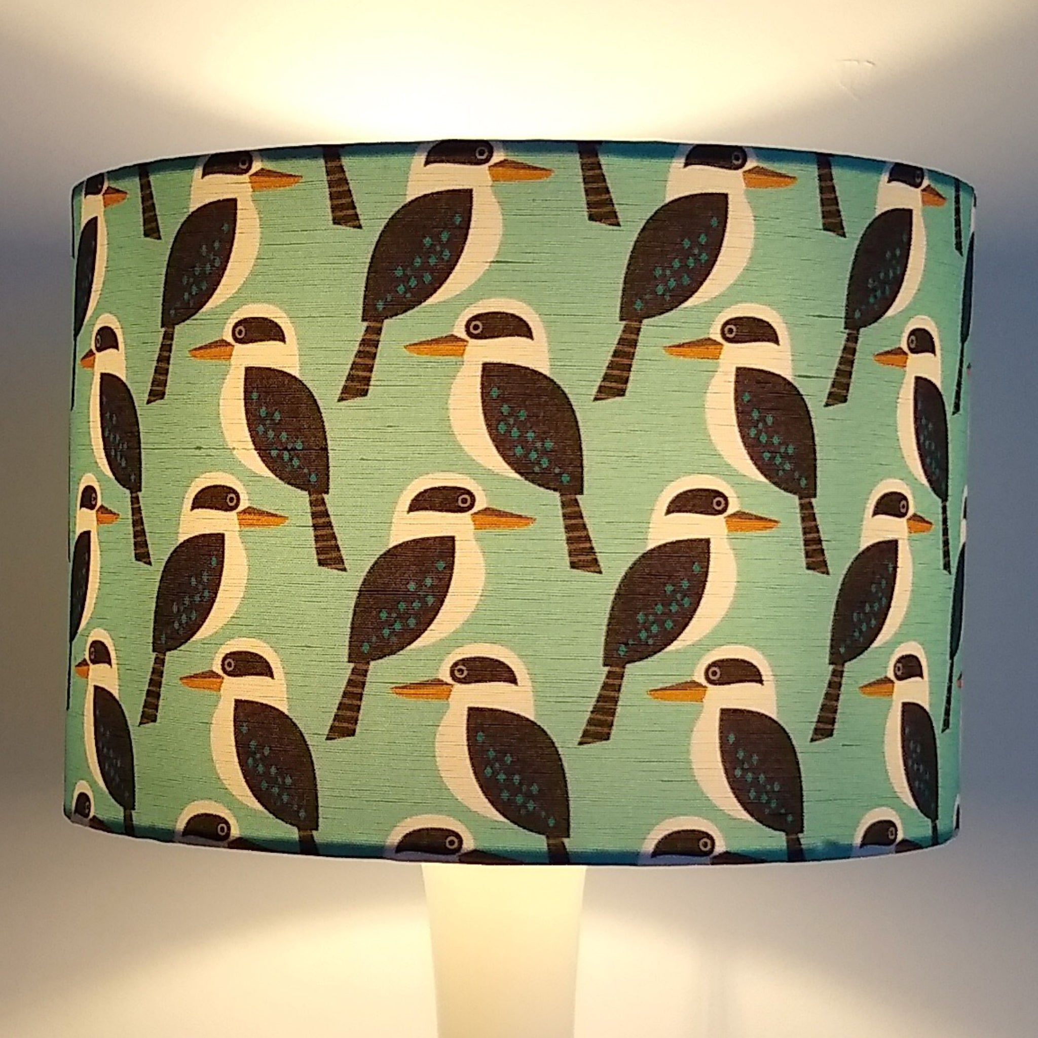 KOOKABURRA BROWN/DUCK EGG BLUE DRUM LAMPSHADE