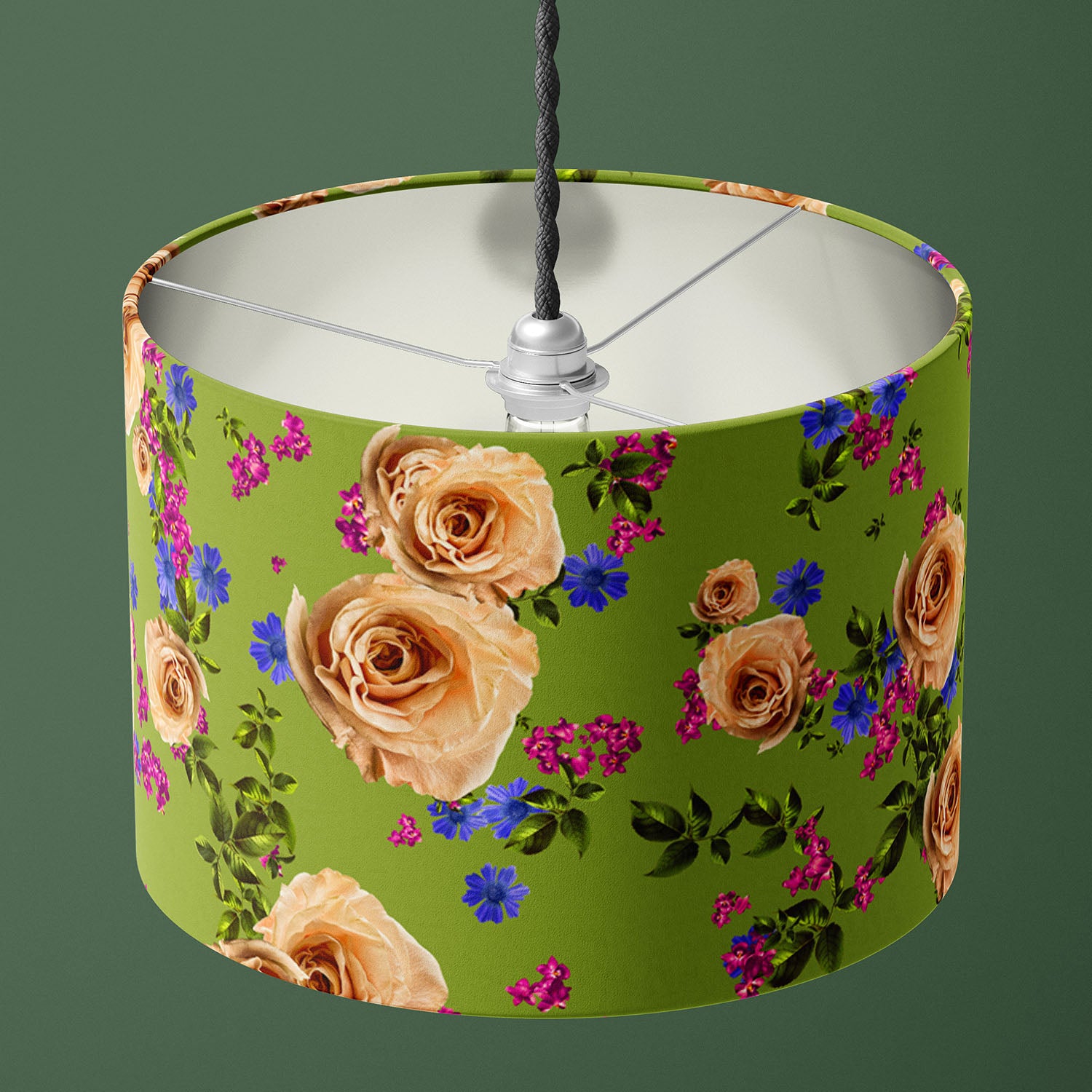 RUMBA ROSE GREEN DRUM LAMPSHADE