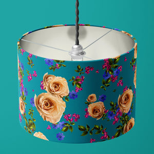 RUMBA ROSE TEAL DRUM LAMPSHADE