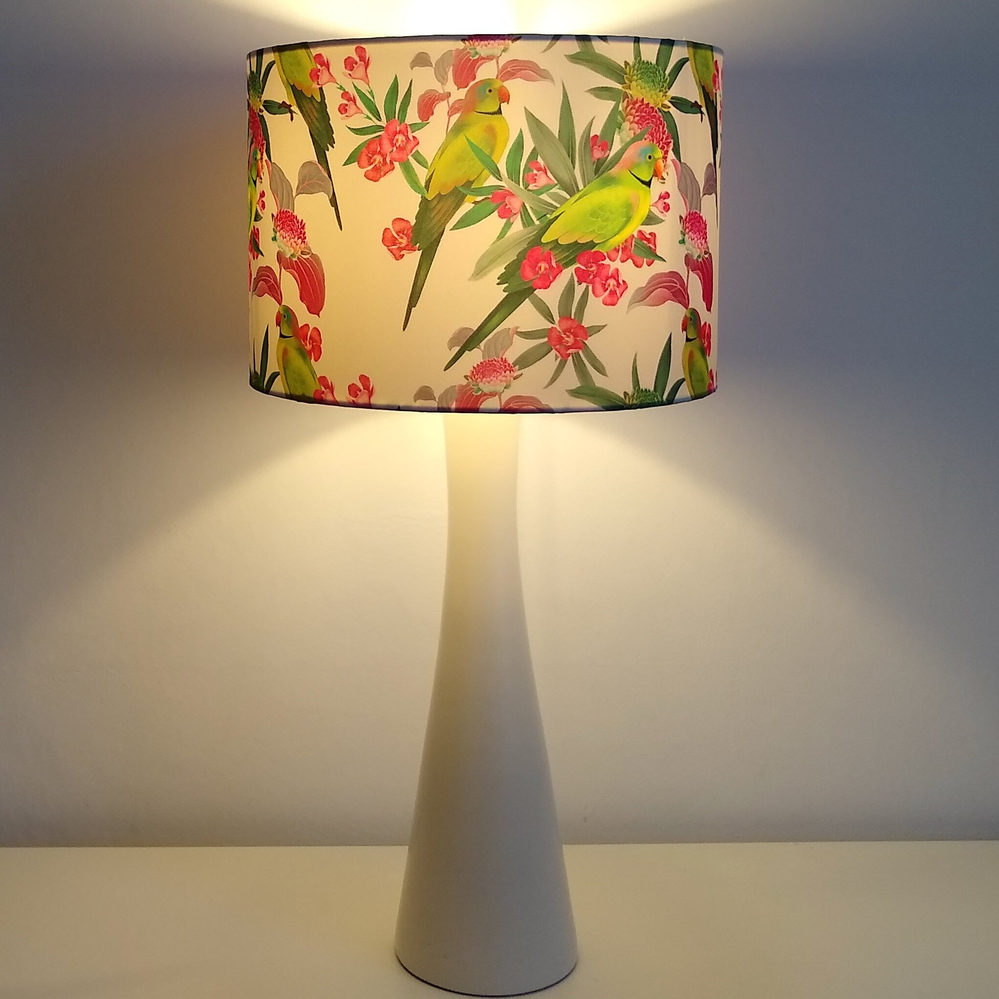 PARROTS GREEN/PINK/OATMEAL DRUM LAMPSHADE