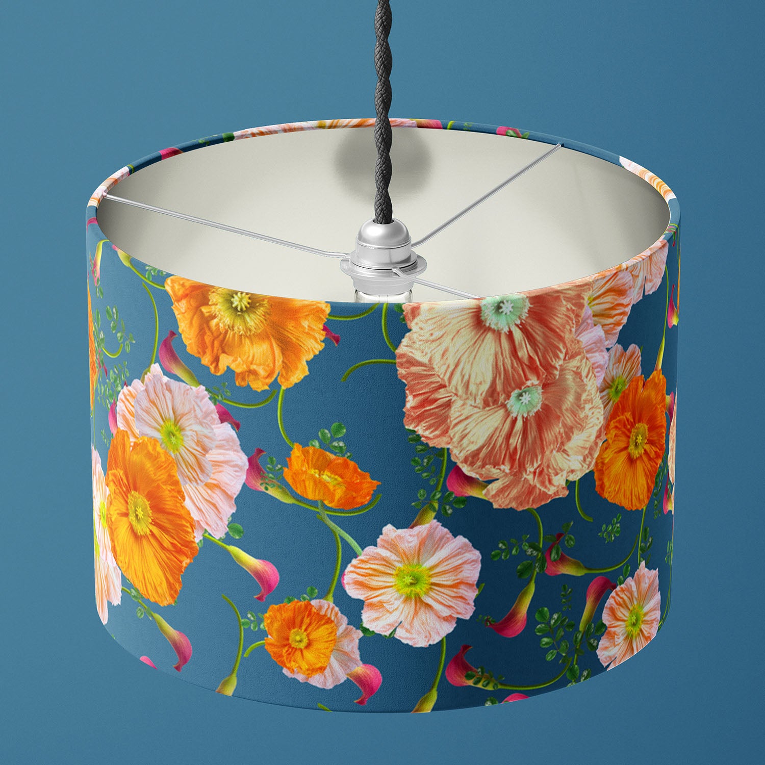 SALSA POPPY DEEP BLUE DRUM LAMPSHADE