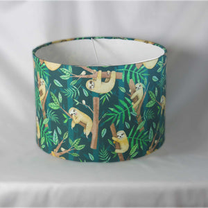 SLOTHS CHILLING GREEN/BAMBOO DRUM LAMPSHADE