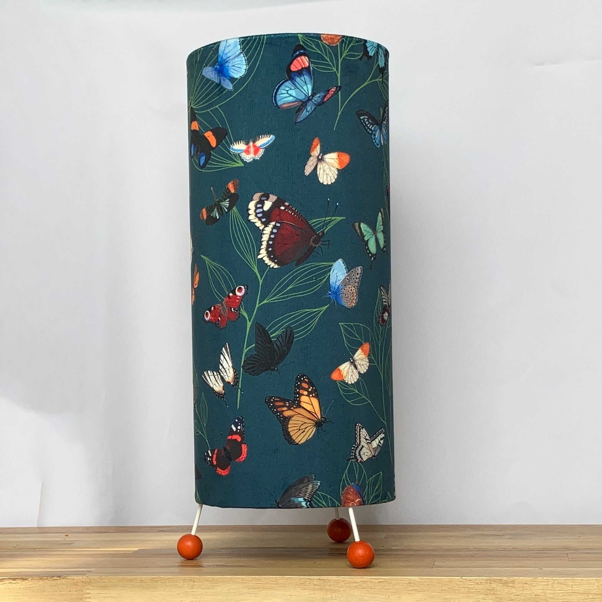 BUTTERFLIES TEAL LEAVES TABLE LAMP