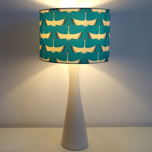 CRANES WHITE/AQUA BLUE NORTH DRUM LAMPSHADE