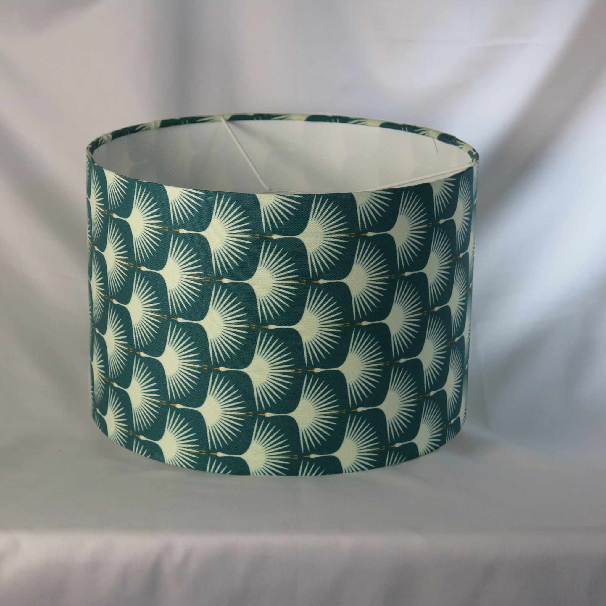 SWANS WHITE/TEAL GREEN EAST SMALL SCALE DRUM LAMPSHADE