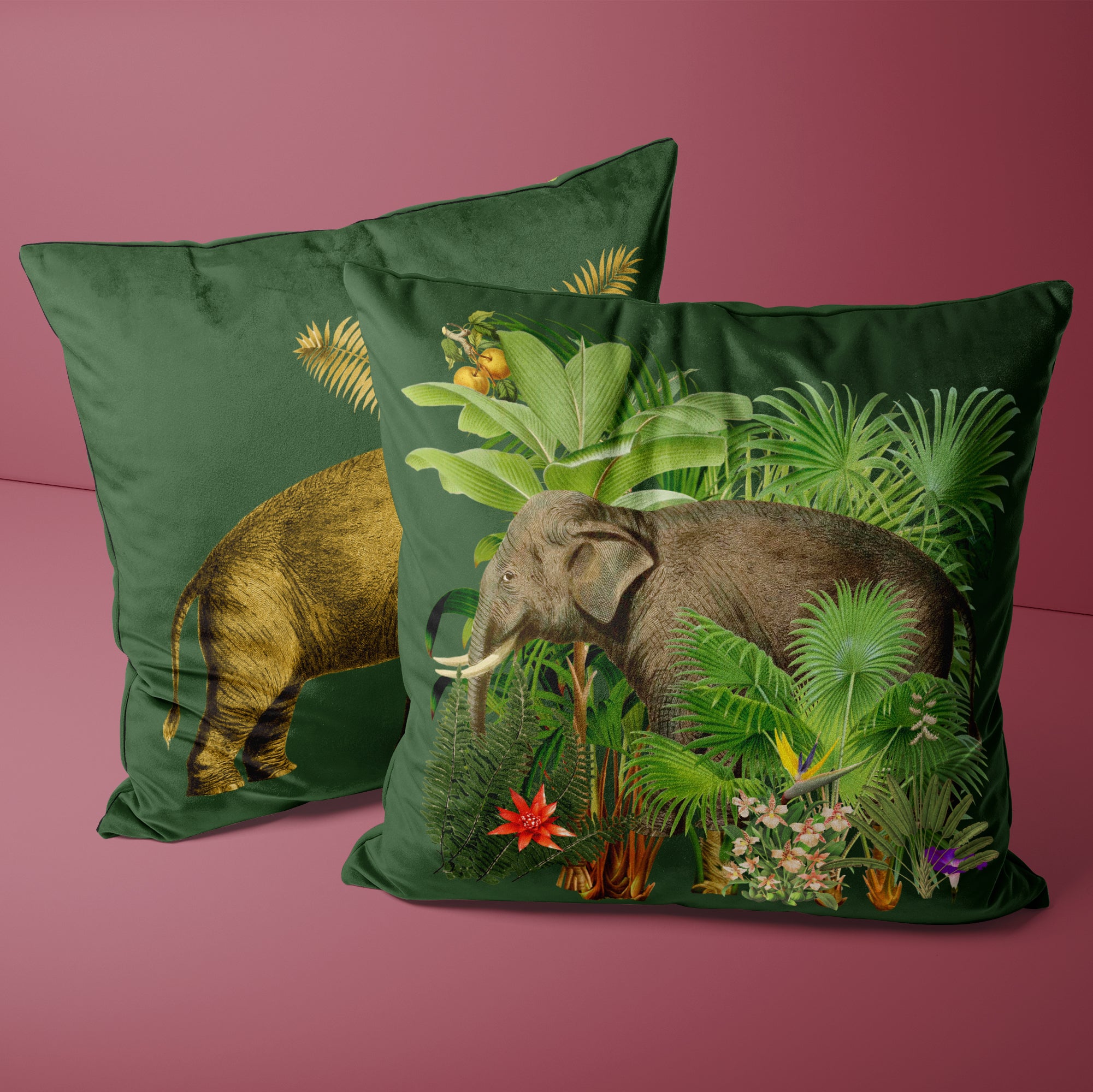 Elephant  Velvet cushion - designs on both sides