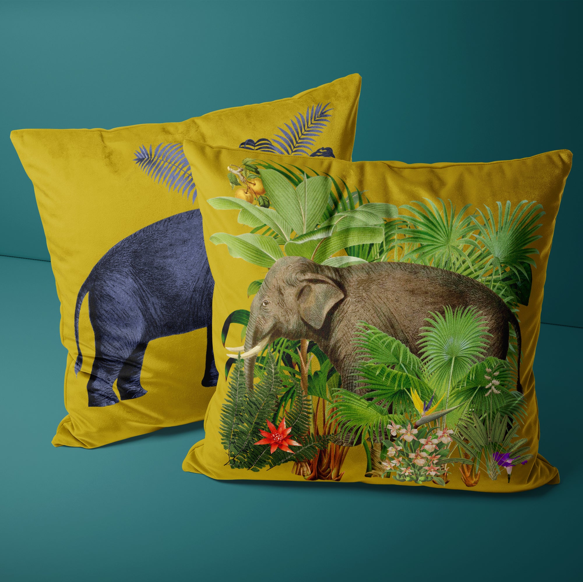 Elephant  Velvet cushion - designs on both sides