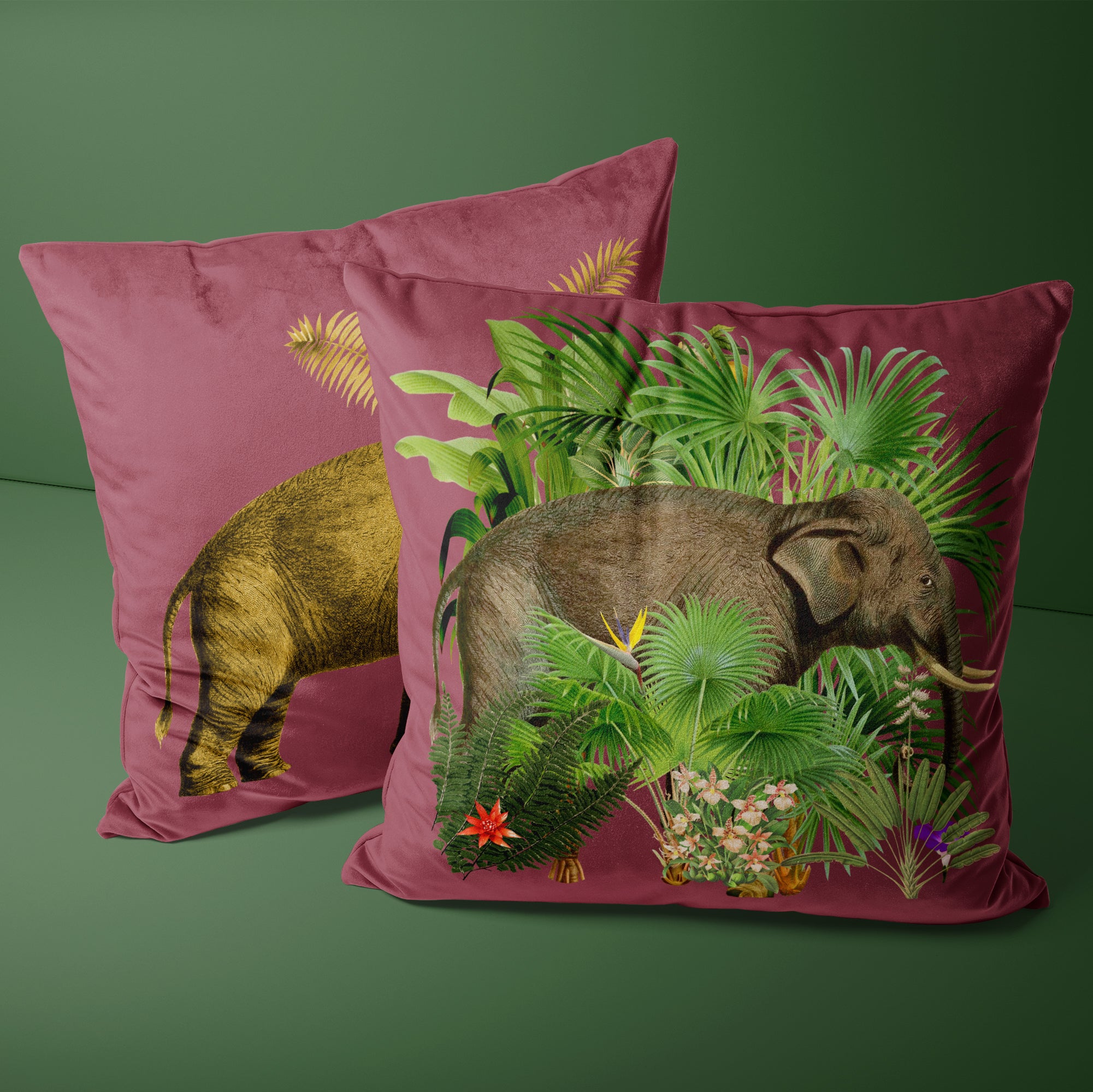 Elephant  Velvet cushion - designs on both sides