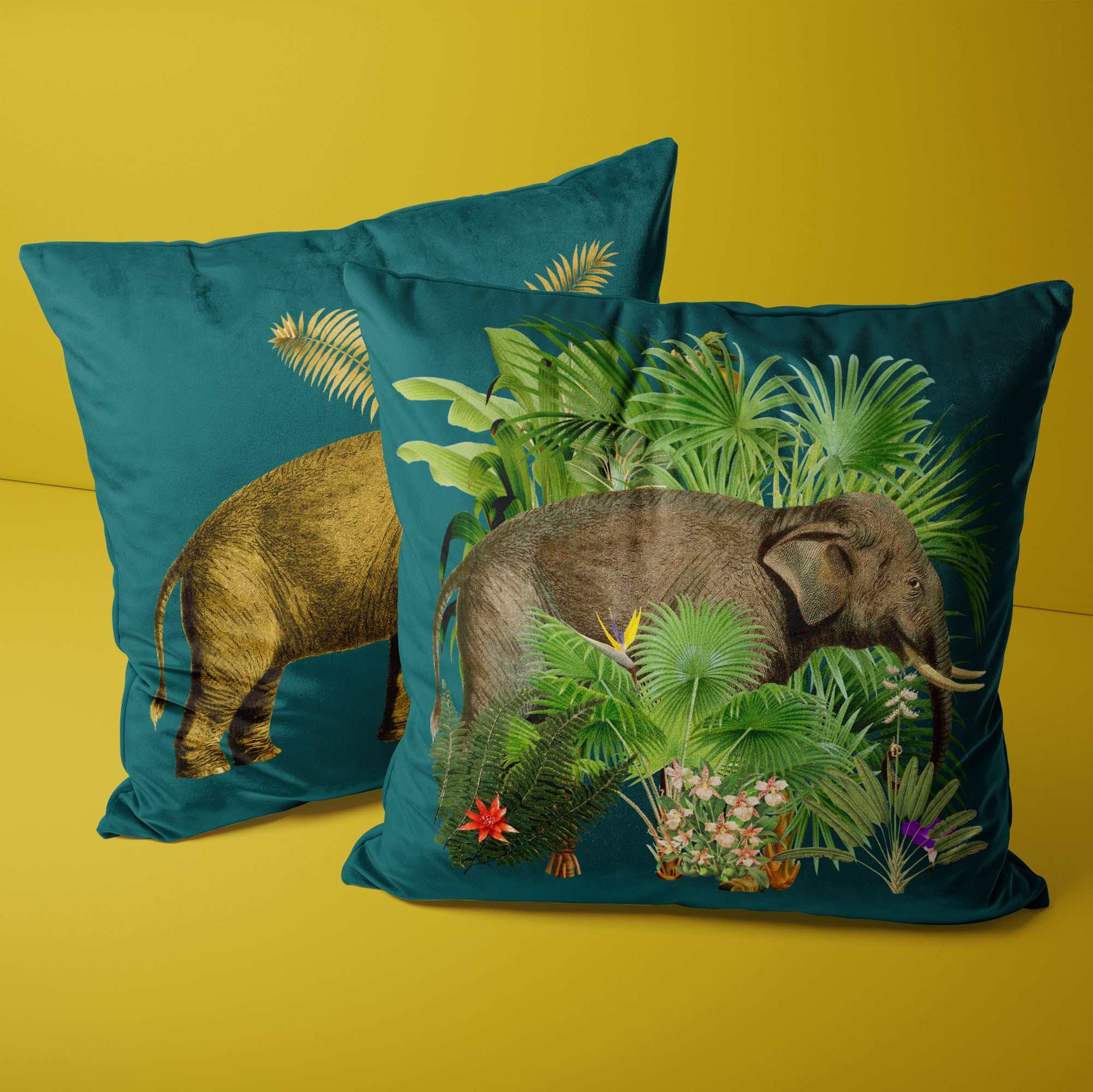 Elephant  Velvet cushion - designs on both sides