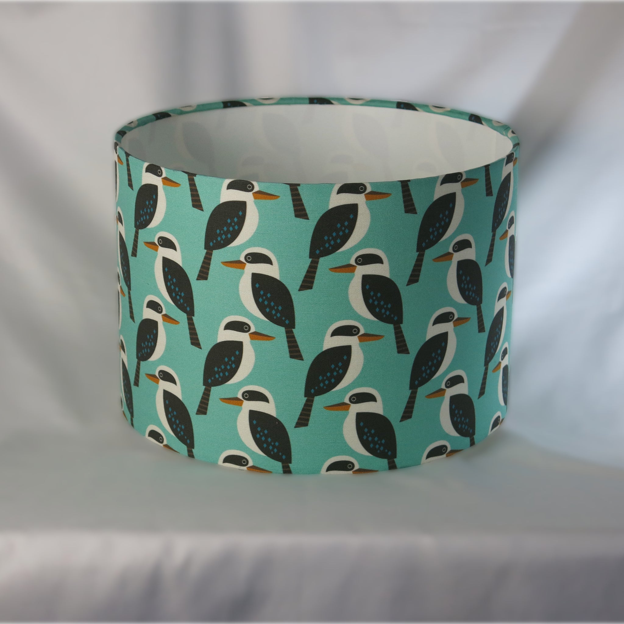 KOOKABURRA BROWN/DUCK EGG BLUE DRUM LAMPSHADE