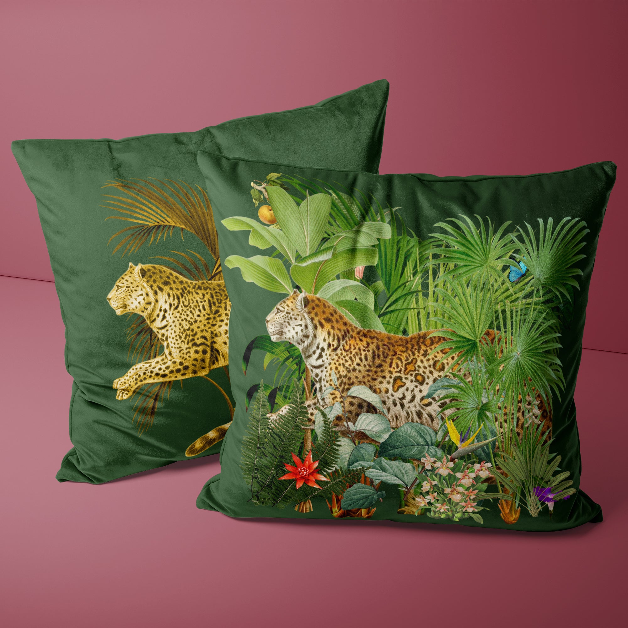 Leopard 1 Velvet cushion - designs on both sides